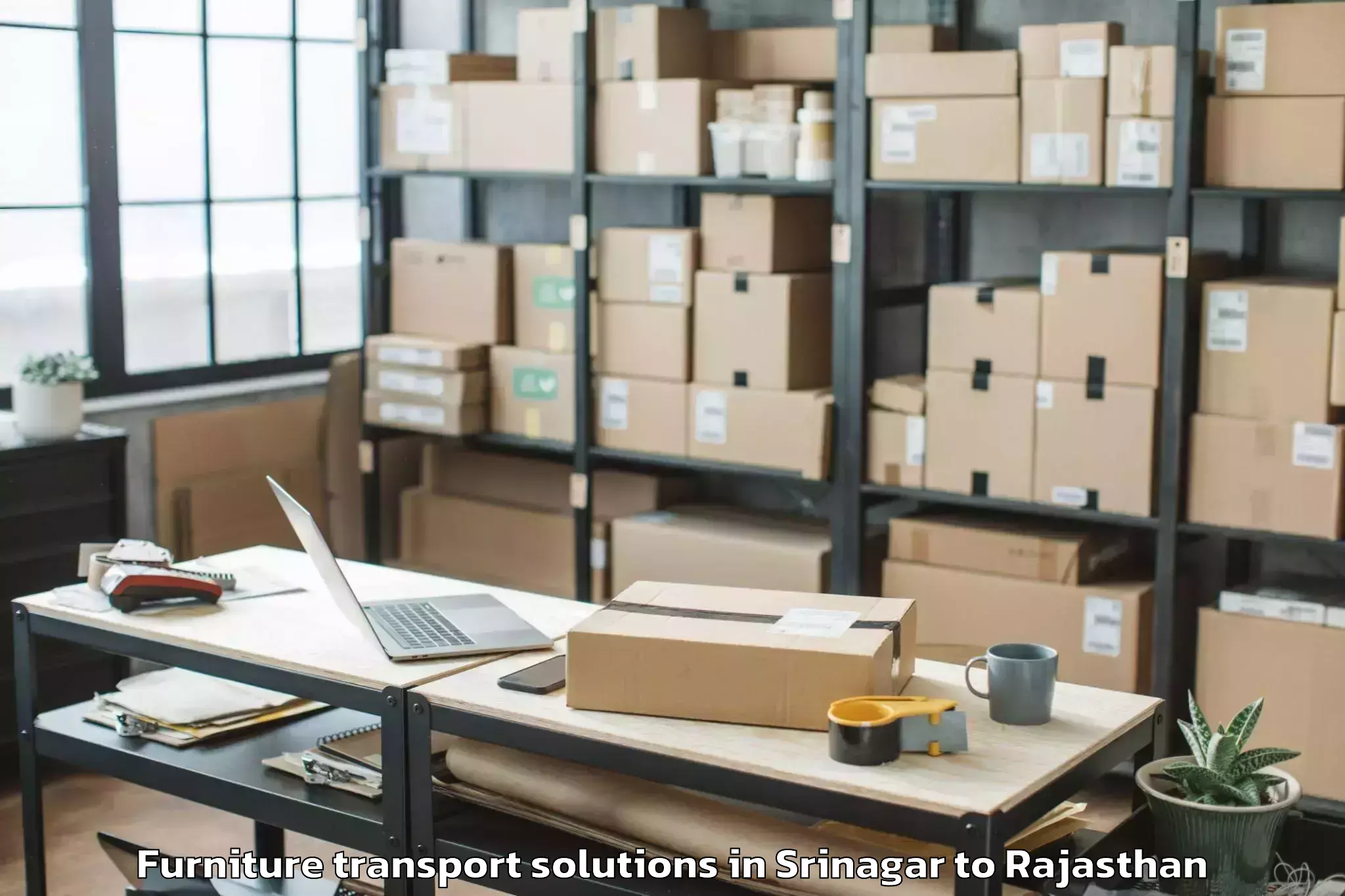 Quality Srinagar to Ratangarh Churu Furniture Transport Solutions